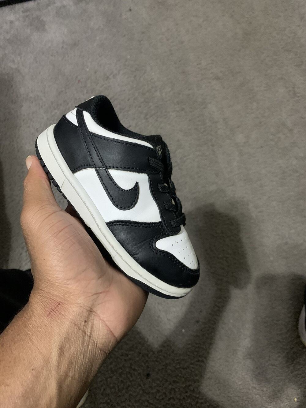 Size 9c-Nike Dunk Low Panda Shoes Kids Black White TD Low Top CW1589-100